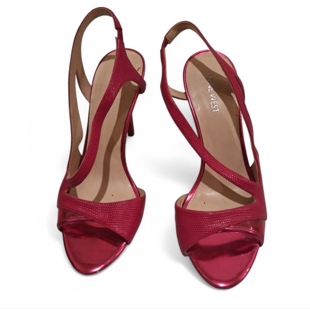 Nine West Delvin Pink Slingback Strappy Heels.
